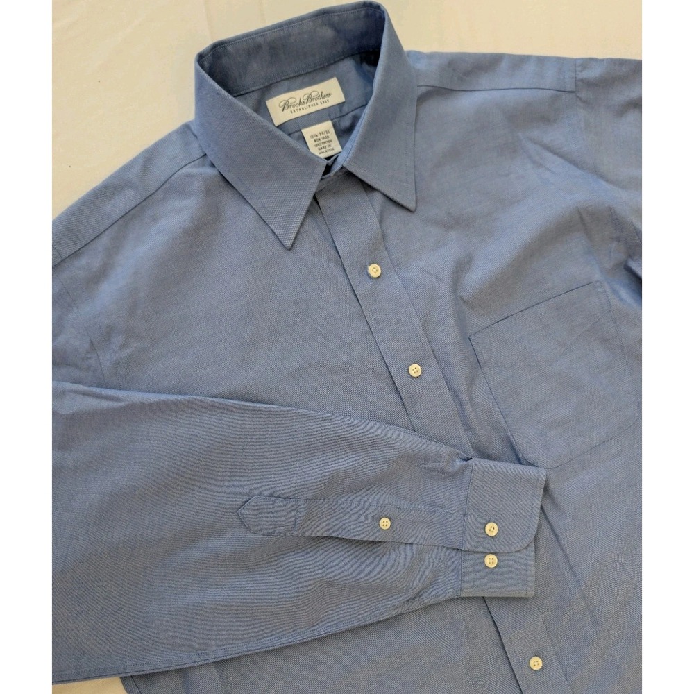 Brooks Brothers Mens Dress Shirt 15.5 34/35 Blue Non-Iron Long Sleeve Button Up